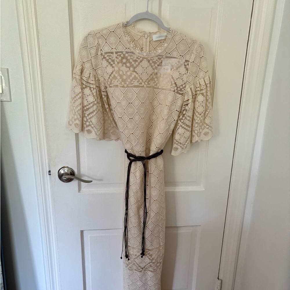 Zimmermann Cream Lace Long Sleeve Dress